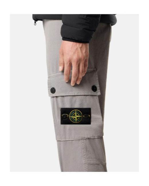 Stone Island Gray Slim-Fit Cargo Trousers With Zip Hand Pockets for men