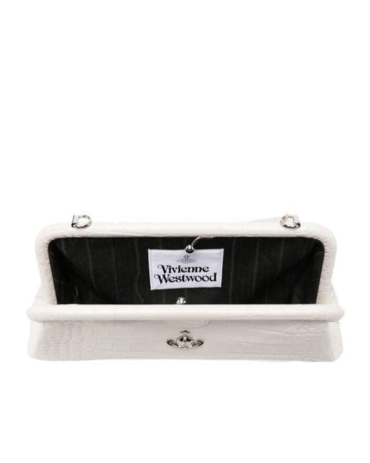 Vivienne Westwood Natural Orb Croc-Effect Clutch Bag