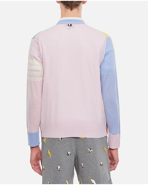 Thom Browne Blue Multi-Panel Button-Fastening Cardigan for men