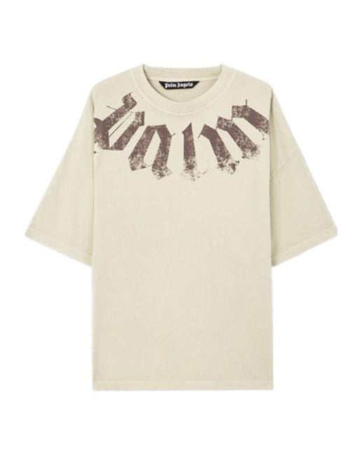 Palm Angels White Big Neck Logo Loose Fit T-Shirt for men
