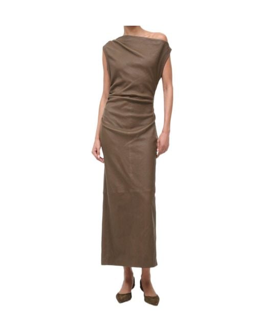 Staud Brown Off Shoulder Dress