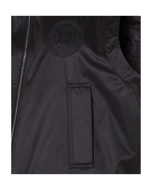 Fendi Black High-Neck Hooded Drawstring Gilet