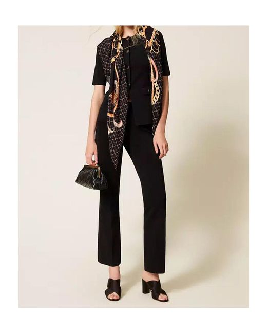 Twinset Black Flared Knit Trousers