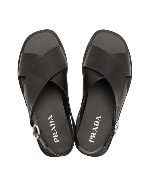 Prada Brown Open-Toe Sandals for men