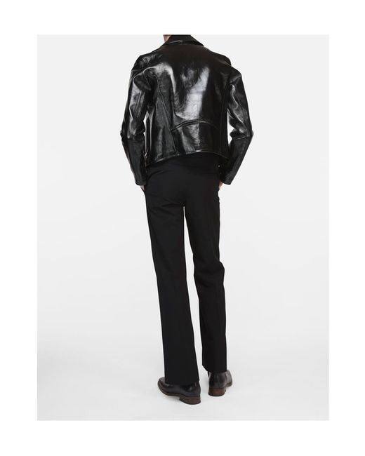 Acne Black Zip-Up Leather Biker Jacket for men