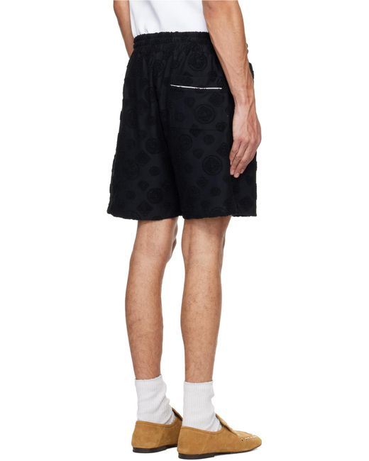 Casablanca Black Monogram Jacquard Drawstring Shorts for men