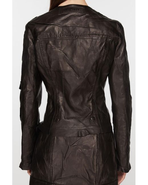 Acne Brown Crinkled Leather Jacket