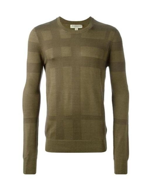 Burberry Green Checkered Detail Pullover for men
