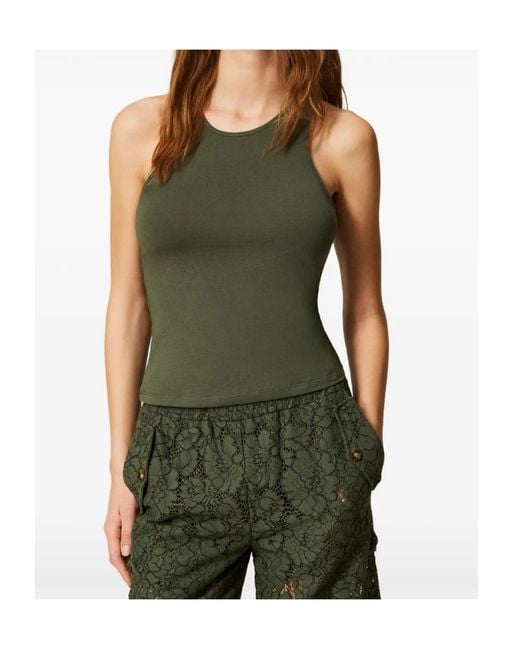 Twinset Green Jersey Tank Top