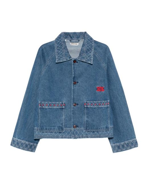 Bode Blue Long-Sleeved Denim Jacket for men