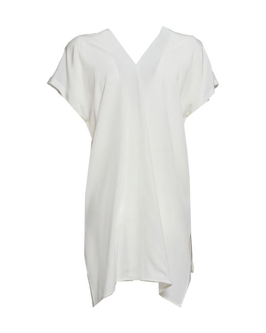 Aspesi White V-Neck Satin Blouse