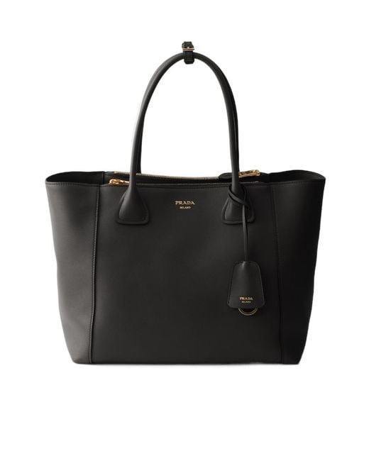Prada Black Large Leather Tote Bag
