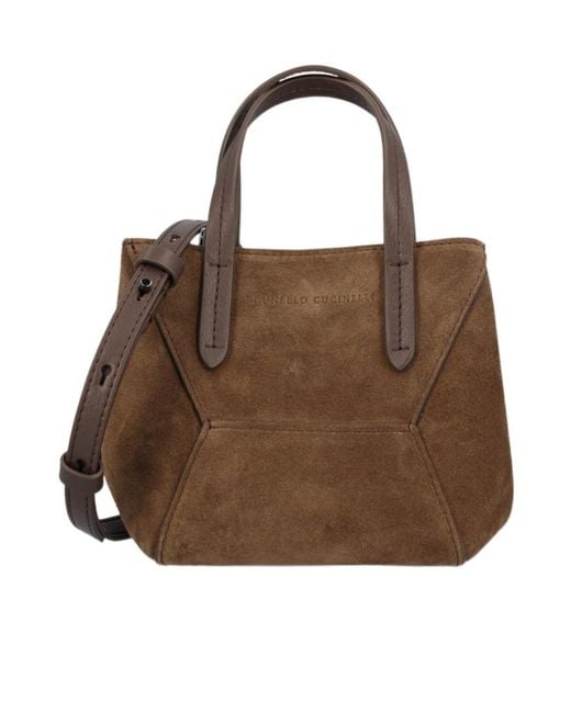 Brunello Cucinelli Brown Geometric Shoulder Bag