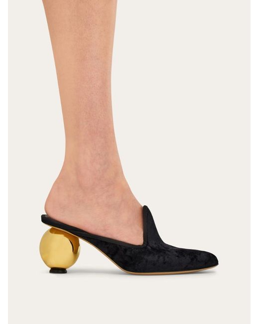 Ferragamo Black Spherical Heel Mule