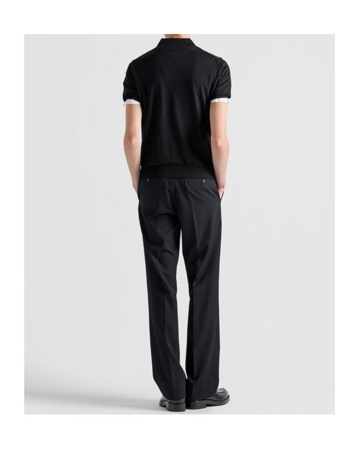 Prada Black Superfine Wool Polo Shirt for men