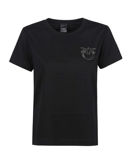 Pinko Black Logo Embellished Crewneck T-Shirt