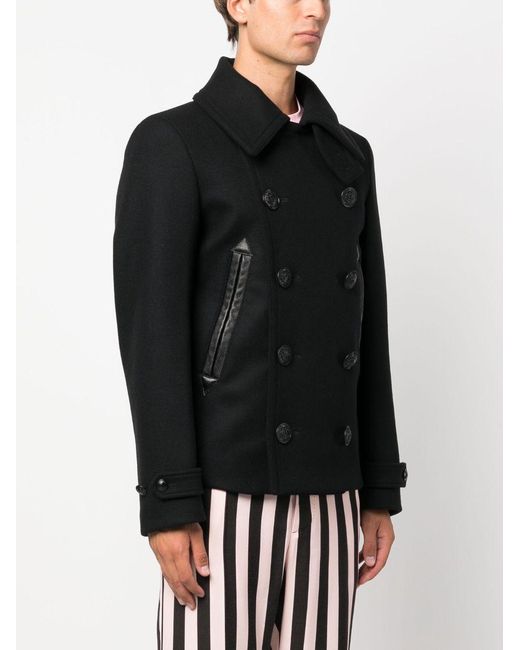 DSquared² Black Double-Breasted Sailor Peacoat for men
