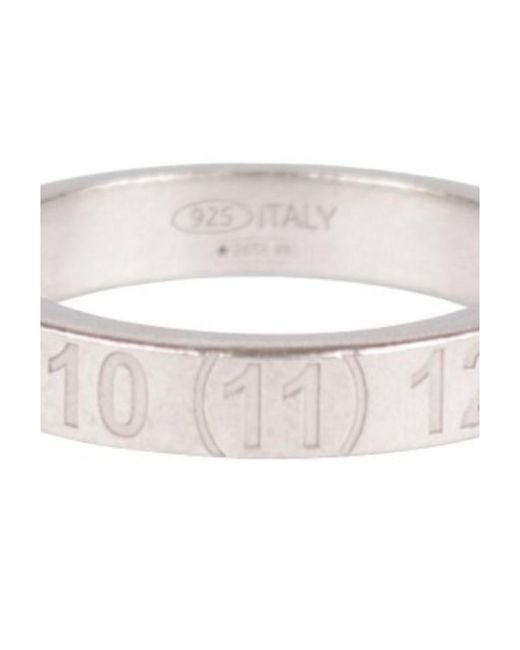 Maison Margiela White Engraved Number Band Ring for men