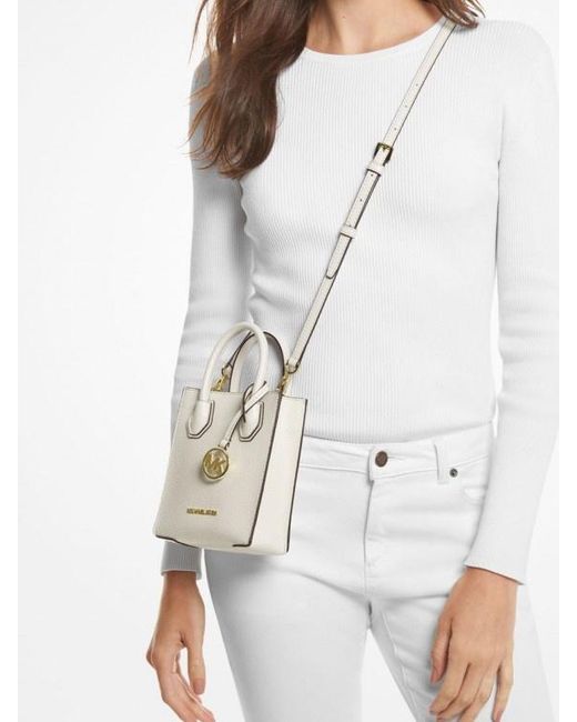 Michael Kors White Super-Small Mercer Shoulder Bag