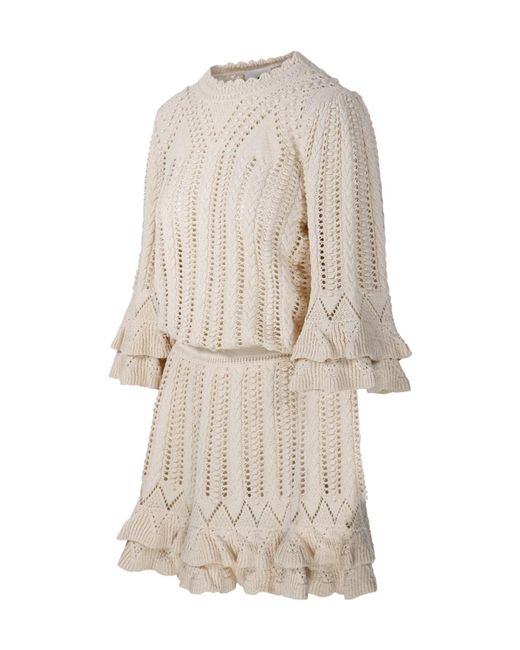 Isabel Marant Natural Isabel Marant Étoile Ruffled Knitted Dress