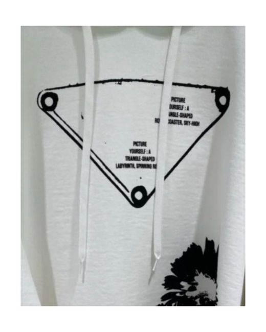Prada White Pattern Hooded Sweater
