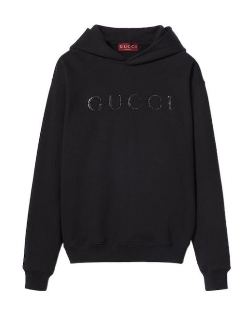 Gucci Black Cotton Sweatshirt With Frontal Logo for men