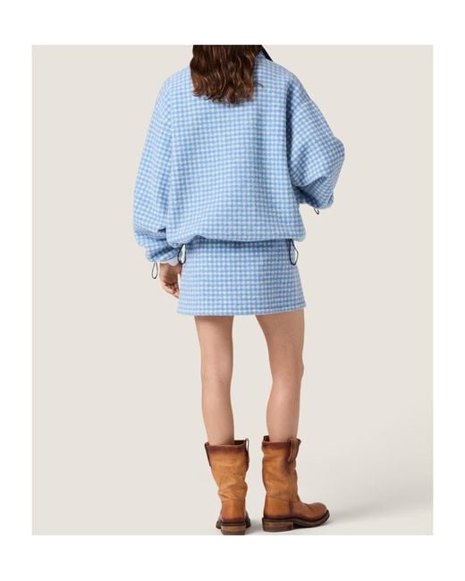 Miu Miu Blue Gingham Check Fleece Jacket