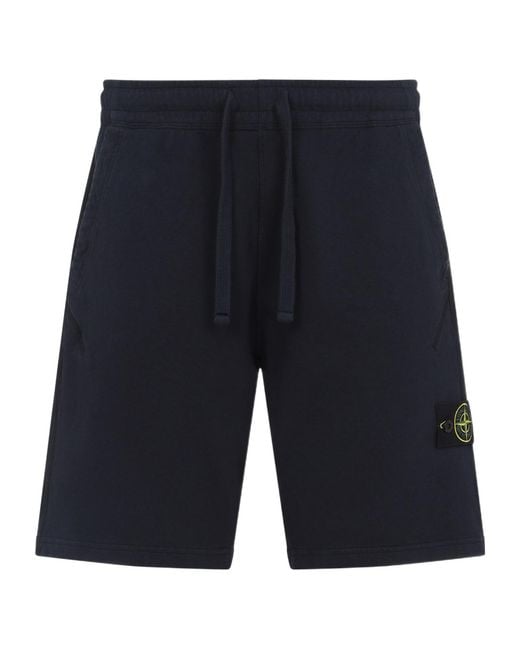 Stone Island Blue Logo Patch Drawstring Shorts for men