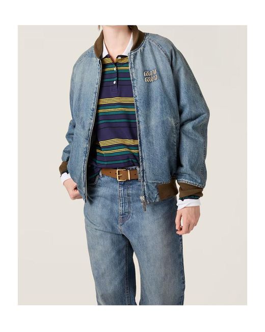 Miu Miu Blue Zip-Up Denim Jacket