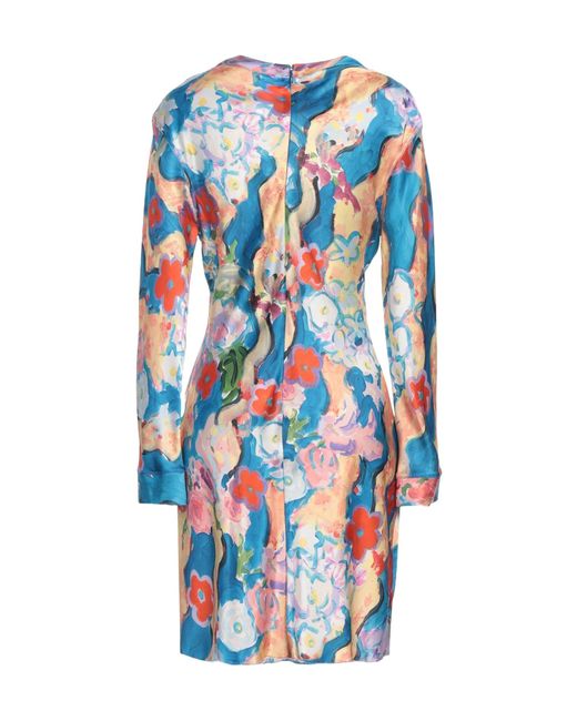 Marni Blue Floral Print Long Sleeve Dress