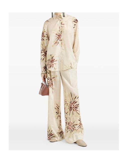 Brunello Cucinelli Natural Bloom-Print Monili-Detail Shirt