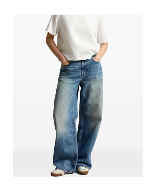 Polo Ralph Lauren Blue Wide-Leg Cotton Jeans