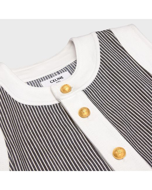 Céline Gray Trapeze Mini Dress With Hickory Stripes