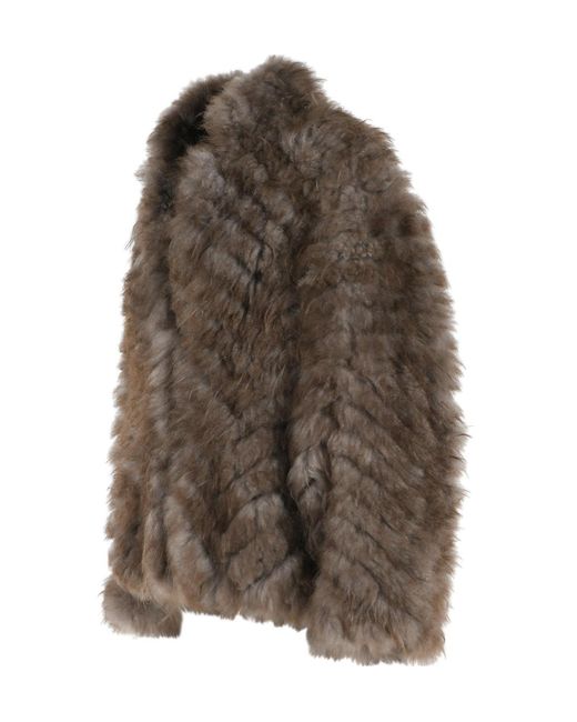 Simonetta Ravizza Brown Lapel Jacket Made Of Cashmere Goat Fur