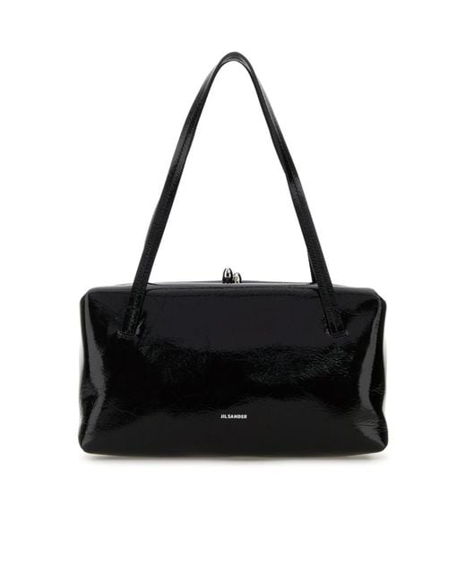 Jil Sander Black Goji Pillow Logo Stamp Tote Bag