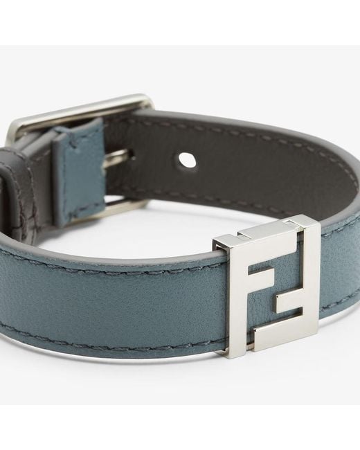 Fendi Blue Ff Logo Plaque Bracelet for men