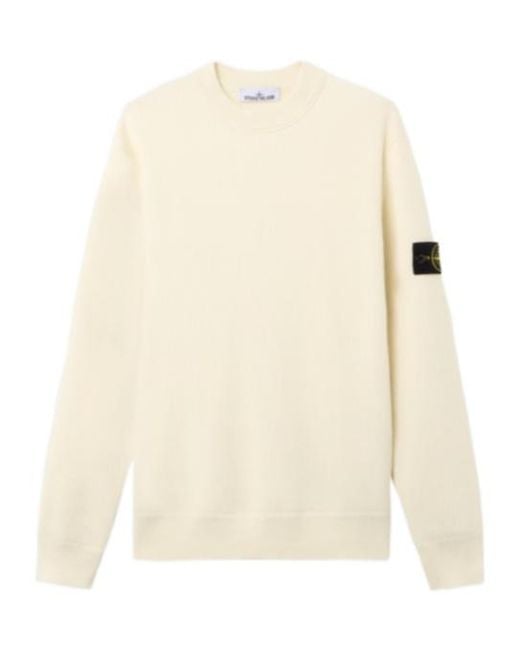 Stone Island White Logo Patch Crewneck Sweater for men