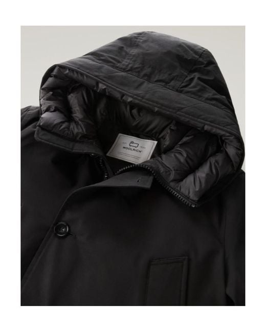 Woolrich Black Arctic Button-Up Padded Jacket for men