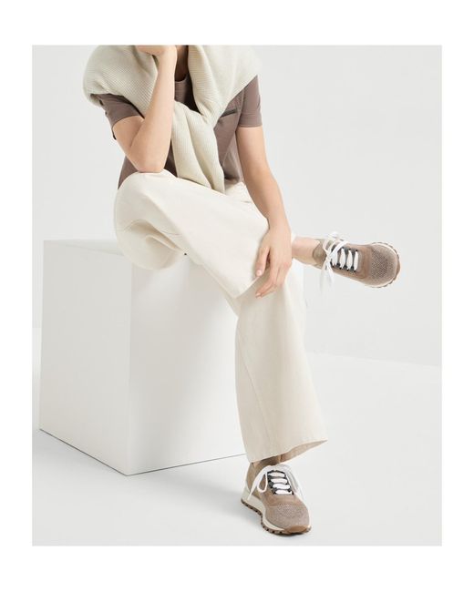 Brunello Cucinelli Brown Sparkling Knit Sneakers