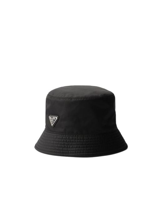 Prada Blue Logo Plaque Bucket Hat for men