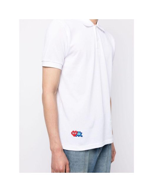 COMME DES GARÇONS PLAY White Lapel Short-Sleeved Polo Shirt for men
