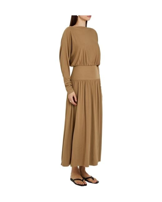 Totême Natural Gathered Crepe-Jersey Midi Dress