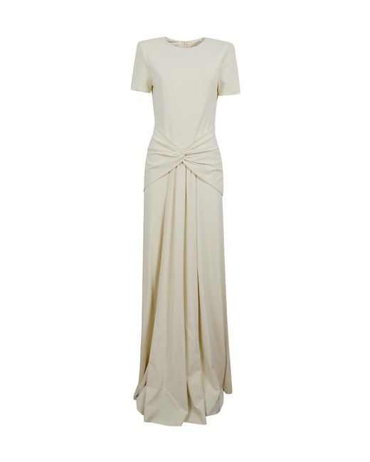 Roland Mouret Natural Knotted Waist Maxi Dress