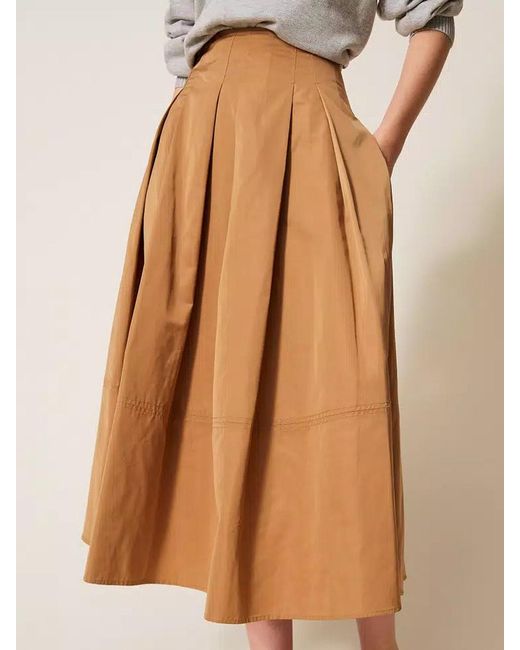 Twinset Natural Pleated Midi Skirt