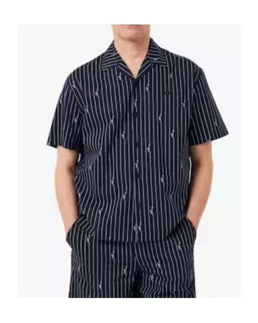Lacoste Blue Relaxed Fit Print Twill Shirt for men