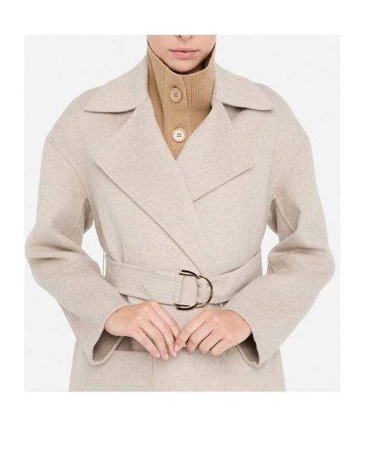 Liu Jo White Wool Coat With Belt