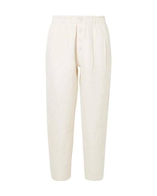 Apiece Apart White Lightweight Straight-Leg Pants