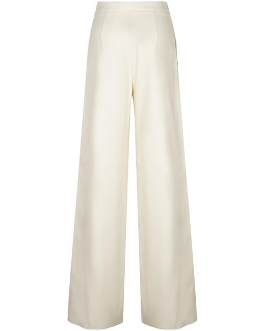 Max Mara White Studio High Waist Fluid Leg Trousers