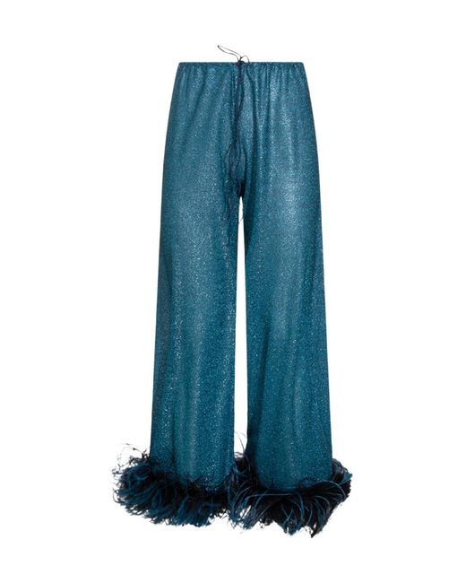 Oseree Blue Oséree Lurex Thread Trousers