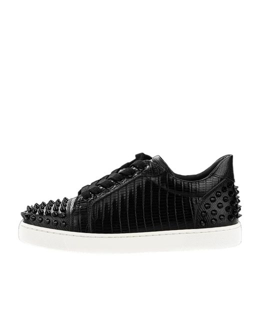 Christian Louboutin Black Lace-Up Sneakers